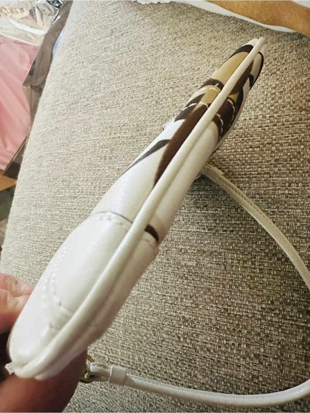 Coach Ergo Poppy Wristlet in Blue, Brown and Cream with Signature Circle Print - Picture 5 of 15